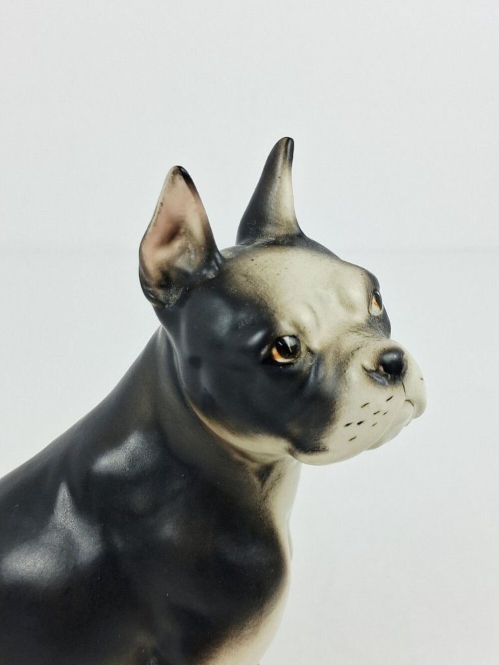 VTG Enesco Boston Terrier Dog Ceramic Figurine Black & White Gloss Finish 6.25" - Picture 5 of 12